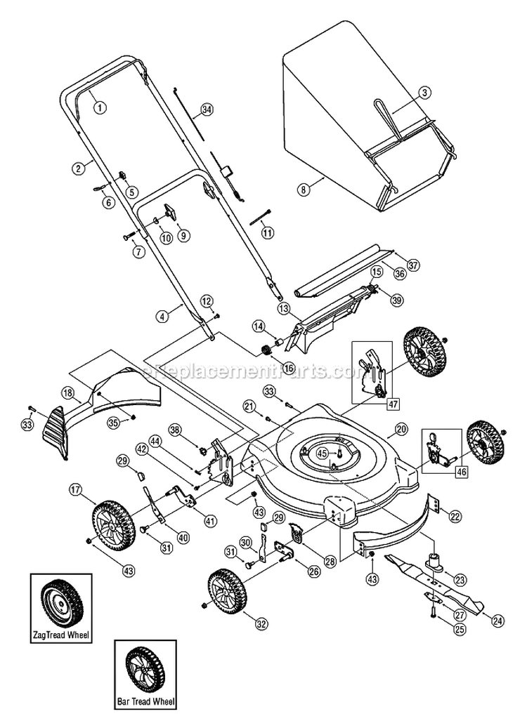 General_Assembly Diagram and Parts List for 11A-414E729 2006 Yard Machines Lawn Mower